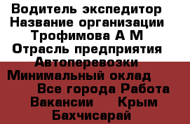 Водитель-экспедитор › Название организации ­ Трофимова А.М › Отрасль предприятия ­ Автоперевозки › Минимальный оклад ­ 65 000 - Все города Работа » Вакансии   . Крым,Бахчисарай